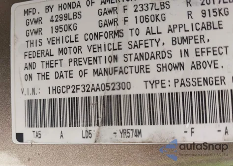 2010 Honda Accord 2.4 Lx from USA, damaged, VIN 1HGCP2F32AA052300